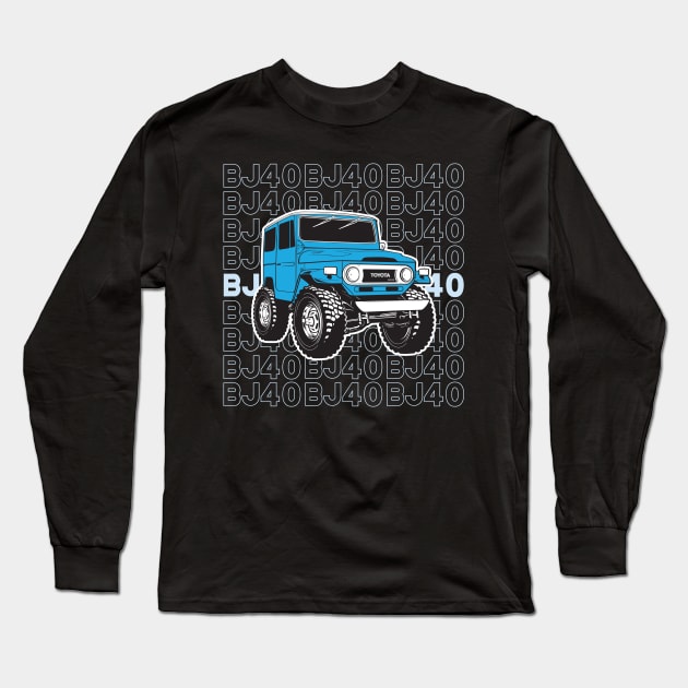 BJ40 Stacked in Blue Long Sleeve T-Shirt by Bulloch Speed Shop
